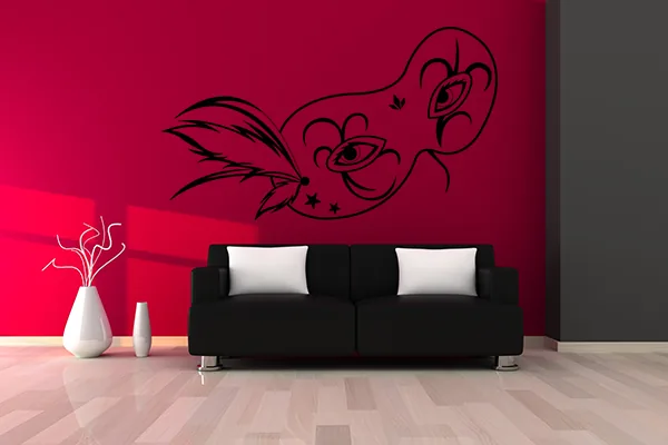 Maske Wandtattoo – Mysteriöser Wohnakzent - Black - Glänzend - 1,0m x 0,58m