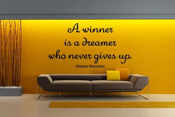 A winner is a dreamer who never gives up. Motivierendes Wandtattoo - Black - Glänzend - 1,0m x 0,54m
