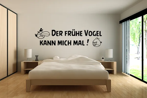 Der frühe Vogel kann mich mal - Black - Glänzend - 1,0m x 0,28m