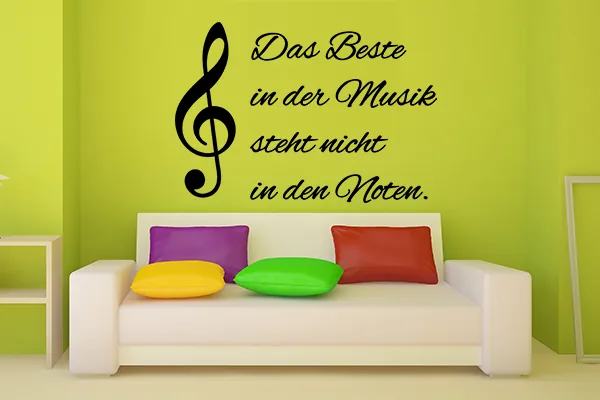 Das Beste in der Musik steht nicht in den Noten. Wandtattoo - Black - Glänzend - 0,5m x 0,35m