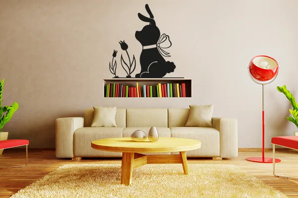 Hase Wandtattoo - Black - Glänzend - 0,5m x 0,5m