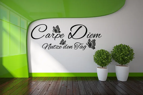 Carpe Diem Wandtattoo - Black - Glänzend - 1,0m x 0,37m