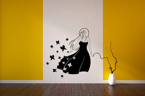 Schmetterlingsfrau Wandtattoo - Black - Glänzend - 0,5m x 0,55m