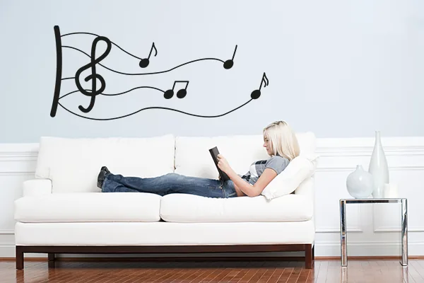 Musiknoten Wandtattoos - Black - Glänzend - 1,0m x 0,44m